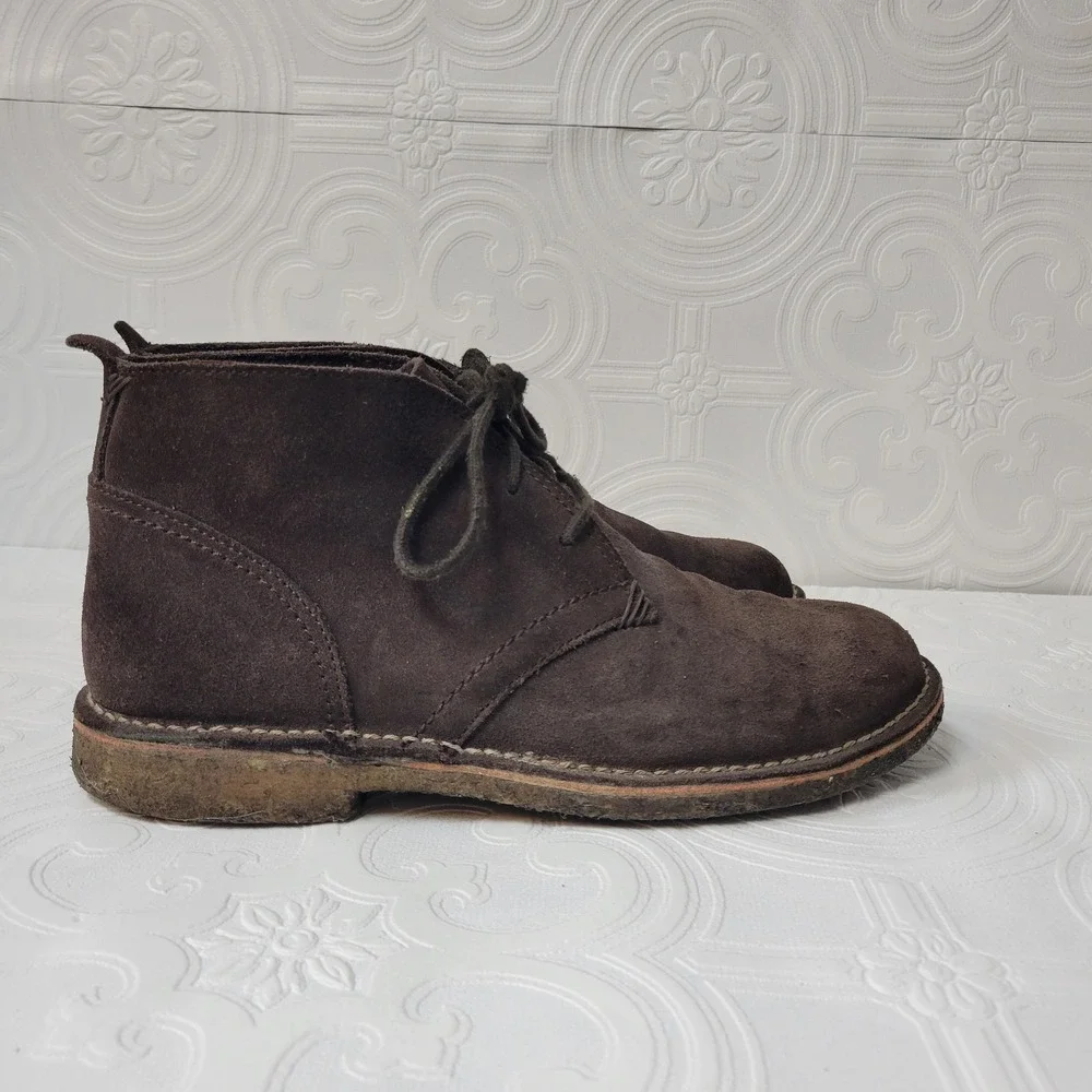 LL Bean Suede Leather Mid Lace Up Boots Gum Sole‎ Size 10 Brown Preppy Classic